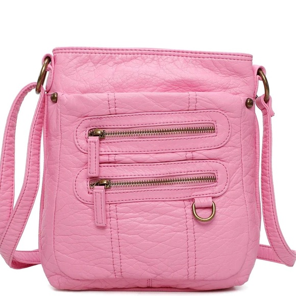 👛 NWT! Pink Multi Zipper Crossbody - Picture 2 of 7